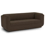 Meridian Furniture - Kimora Linen Textured Fabric Upholstered Sofa, Brown - Upgrade your space with this brown Kimora linen textured fabric sofa that offers a touch of luxury that's as cozy as it is chic. The tactile softness of the fabric adds to its appeal, ensuring that you not only sit in style but in comfort as well. The rounded arms add a contemporary touch and ensure a snug seating experience for relaxing with your favorite book or watching TV. Its sleek and versatile modern design complements any decor, making it a fantastic addition to your room.