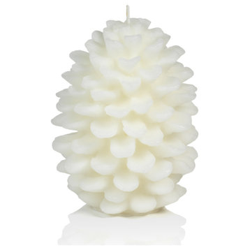 Siberian Fir 3" x 4" Scented Pine Cone White Candles, Set of 4