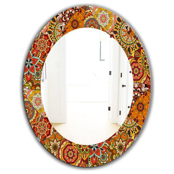 Designart Tile Mandalas Bohemian Eclectic Frameless Oval Or Round Wall Mirror, 2