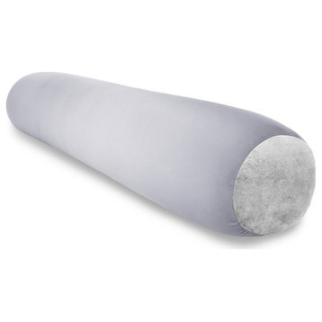Microbead Body Pillow Silver Gray, Hypoallergenic, Cover 47x7in