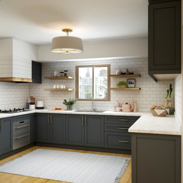 Modern Kitchen | Shiplap and Subway Tile