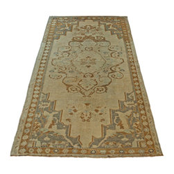Antique Oushak Rug (white, gold, and blue) - Rugs