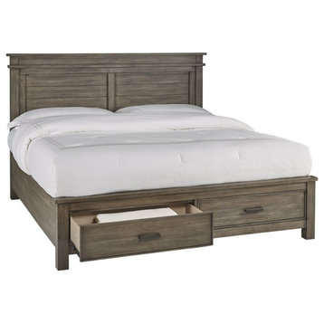 A-America Glacier Point Transitional Solid Wood King Storage Bed in Gray Stone