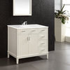 Bath Vanity, Soft White With White Engineered Quartz Marble Top, 37"