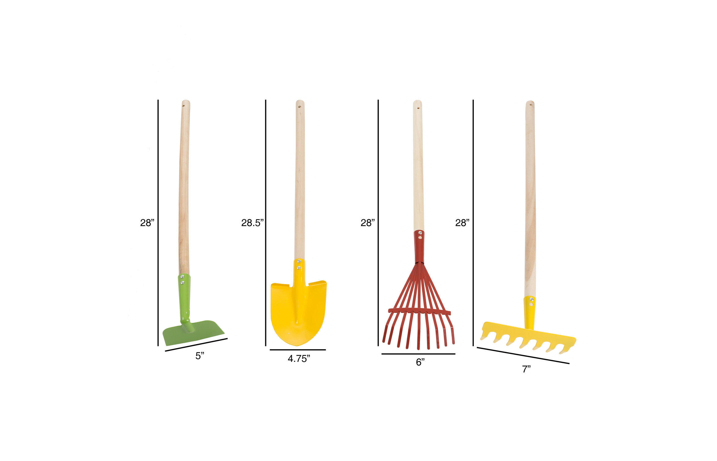 Kid's Garden Tool Set with Child Safe Shovel, Rake, Hoe and Rake by Hey ...