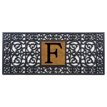 Rubber Monogram Doormat 17"x41", Letter F