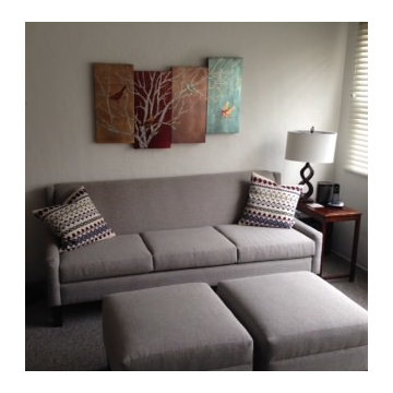 High Back Grey Sofa w/ Ottoman | The Sofa Company