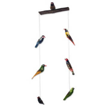 Novica Handmade Little Parrots Wood Decorative Accent