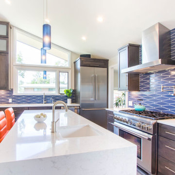 Statement Blue Wave Tile Backsplash