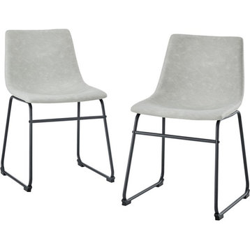 18" Industrial Faux Leather Dining Chair, Set of 2, Gray