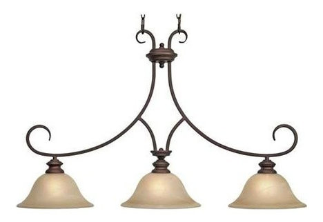 Golden 3 Light Linear Pendant Pewter Traditional Golden 3 Light Linear Pendant Rubbed Bronze