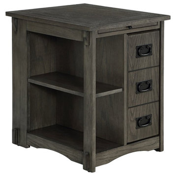 Linon Parnell Wood Side Table with Storage in Gray