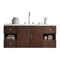 48 inch Floating Single Sink Bathroom Vanity Coffee Oak Finish - Bathroom Vanities And Sink Consoles