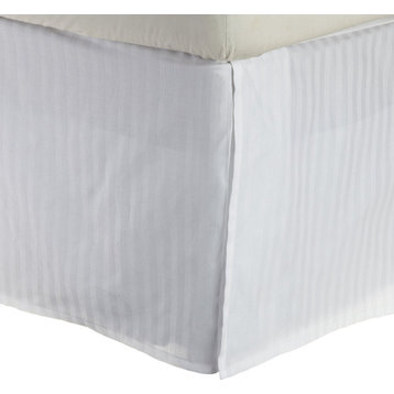 Striped Premium Premium Cotton Bed Skirt, 300-Thread-Count, White, Queen