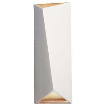 Ambiance LED Diagonal Rectangle Wall Scone, Matte White/Champagne Gold Finish