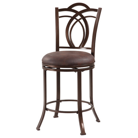 Calif Metal Counter Stool, 17.52W X 19.25D X 41.34H, Coffee Brown