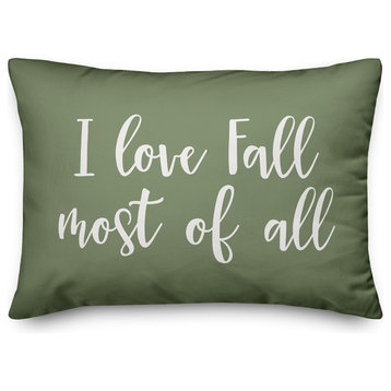 I Love Fall Most Of All Lumbar Pillow, Green, 14"x20"
