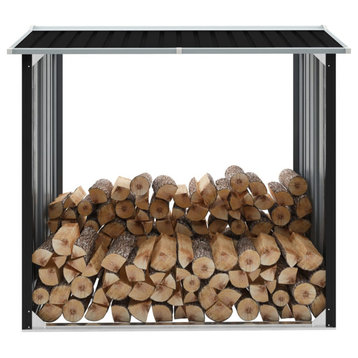 Vidaxl Log Storage Shed Galvanized Steel 67.7"x35.8"x60.6" Anthracite