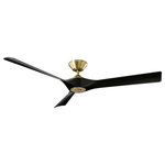 Modern Forms - Torque 3-Blade Ceiling Fan, Soft Brass/Matte Black - The TORQUE Smart Fan by Modern Fans makes a powerful design statement in any indoor or exterior space in residential, hospitality and commercial settings. A distinctive silhouette blends well with a minimalist body and uniquely formed blades. Available matte black and two tone architectural finish combinations of brushed nickel with matte black and soft brass with matte black. The Energy Star rated TORQUE is a stunner that connects with the exclusive Modern Forms app via Wi-Fi from anywhere in the world to create schedules, integrate with smart home devices, and more. Includes a Bluetooth hand-held remote which controls the light, six speeds of the fan, and the direction, backwards or forwards. Utilizes a powerful DC motor inside to keep things running smooth, quiet and 70% more efficient than traditional AC fans.