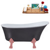 55" Streamline N359PNK-IN-ORB Clawfoot Tub and Tray With Internal Drain