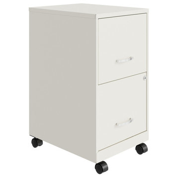Space Solutions 18in 2 Drawer Mobile Smart Vertical File Cabinet Pearl White