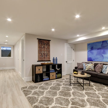 Basement remodeled with bedroom space and extra closet space in Vienna