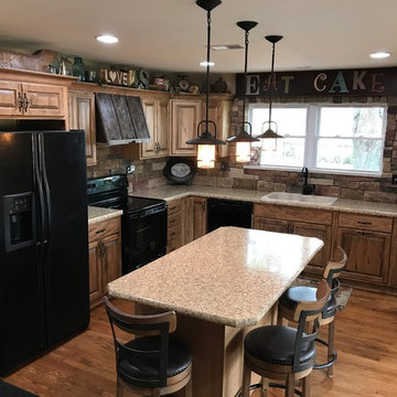 Custom Amish Cabinetry- Rustic Maple Honey Manor with Gray Glaze