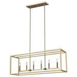 Generation Lighting Collection - Moffet Street 6-Light Island Pendant, Satin Brass - The Moffet Street Collection offers a distinctive take on a rustic theme. Built in broad steel frames with hand-applied finish that mimics natural wood. This combination of rustic and urban fits comfortably in a wide variety of environments. The sharp, squared lines of the frame complement a wide variety of settings. The collection includes eight-light foyer, four-light foyer, one- light wall sconce, and a six-light island fixture. The Moffet Street Collection is available in three beautiful finishes Washed Pine, Brushed Nickel and Satin Bronze All fixtures are California Title 24 compliant and damp rated for use in sheltered, damp environments.