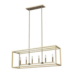 Moffet Street 6-Light Island Pendant, Satin Brass