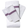 200 Thread Count Ribbon 100% Cotton 4-Piece Sheet set, Purple, King