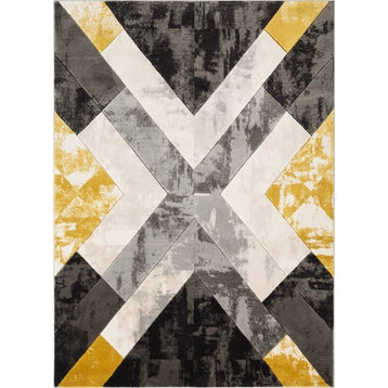 Well Woven Good Vibes Rosa Modern Tribal Abstract Gold 5'3"x7'3" Area Rug