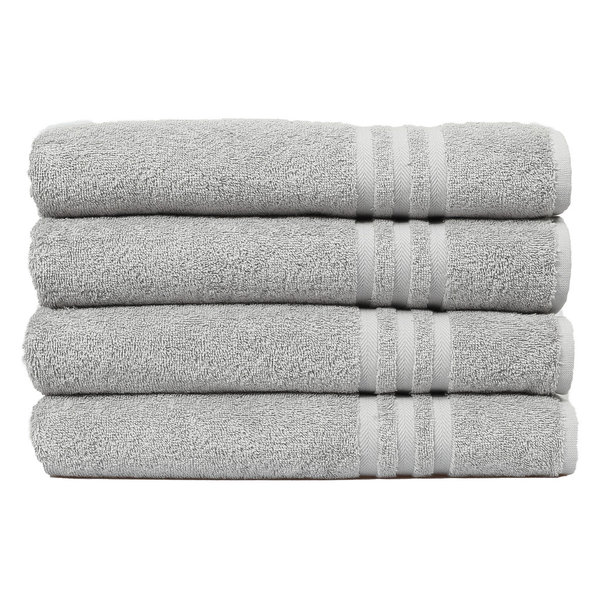 Linum Home Textiles 100% Turkish Cotton Denzi Bath Towels, Set of 4, Light Grey