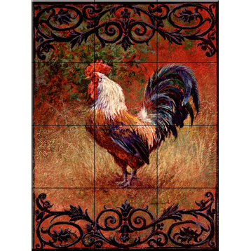 Tile Mural, Iron Gate Rooster I by Laurie Snow Hein