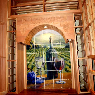 Arch Display with Glass Stemware Custom Wine Racks TX and Puck LEDs