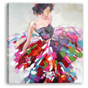 "Graceful Colorful Dress" Hand Painted oil painting, original Art