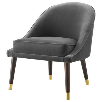 Avalon Velvet Accent Chair, Charcoal