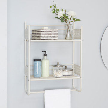 Filigree Bathroom Collection Wall Shelf, Oil Rubbed Bronze, White