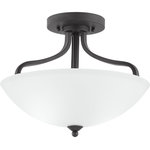 Progress - Progress P350136-020 Laird - Three Light Convertible Semi-Flush Mount - The three-light semi-flush fixture that also can convert to a hanging fixture from the Laird collection provides a contemporary complement to casual interiors popular in today's homes. Glass shade with scrolling arms add distinction and provide pleasing illumination to any room, creating an airy effect.