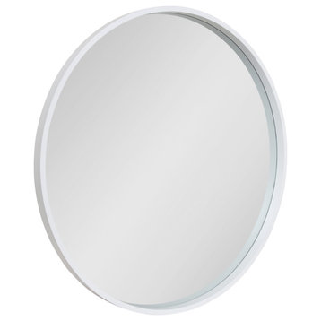 Travis Round Wood Accent Wall Mirror
, White 31.5 Diameter