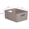 Superio Ribbed Storage Bin, Plastic Storage Basket, Taupe, 15 L