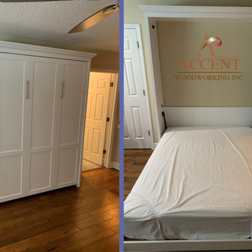 Custom Shaker Panel Queen Vertical Wall Bed in Bright White on Maple