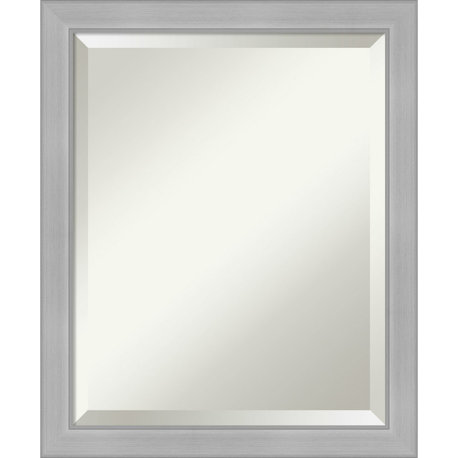 Vista Brushed Nickel Narrow Beveled Bathroom Wall Mirror - 18.5 x 22.5 in.