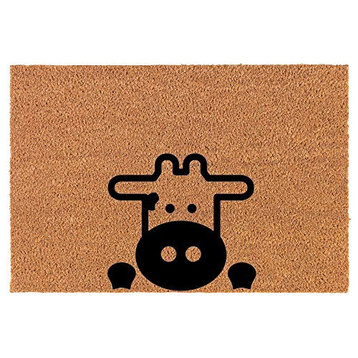 Coir Doormat Peeking Cow (30" x 18" Standard)