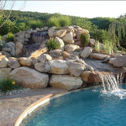 Waterfalls Into Pools - Outdoor Fountains And Ponds