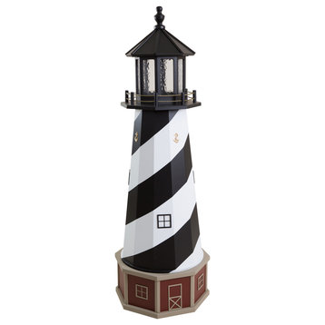 Outdoor Deluxe Wood and Poly Lumber Lighthouse Lawn Ornament, Cape Hatteras, 66 Inch, Solar Light