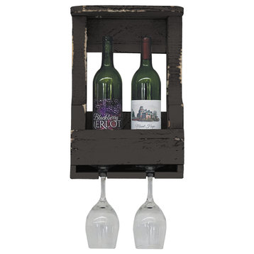 Farmhouse 2-Bottle Wine Shelf, Black