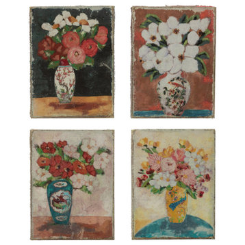 Canvas Wall Decor With Flowers in Vase, 4-Piece Set