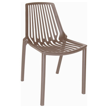 LeisureMod Acken Mid-Century Modern Plastic Dining Chair, Taupe