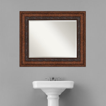 Decorative Bronze Beveled Bathroom Wall Mirror - 37.5 x 31.5 in.