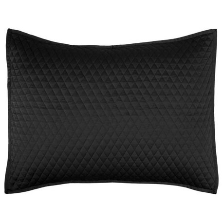 Kosas Home Winthrop 20x26" Diamond Poly Sateen Fabric Standard Sham in Black